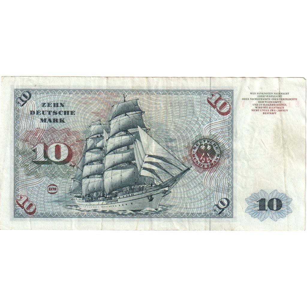 République fédérale allemande, 10 Deutsche Mark, 1960-01-02, TB