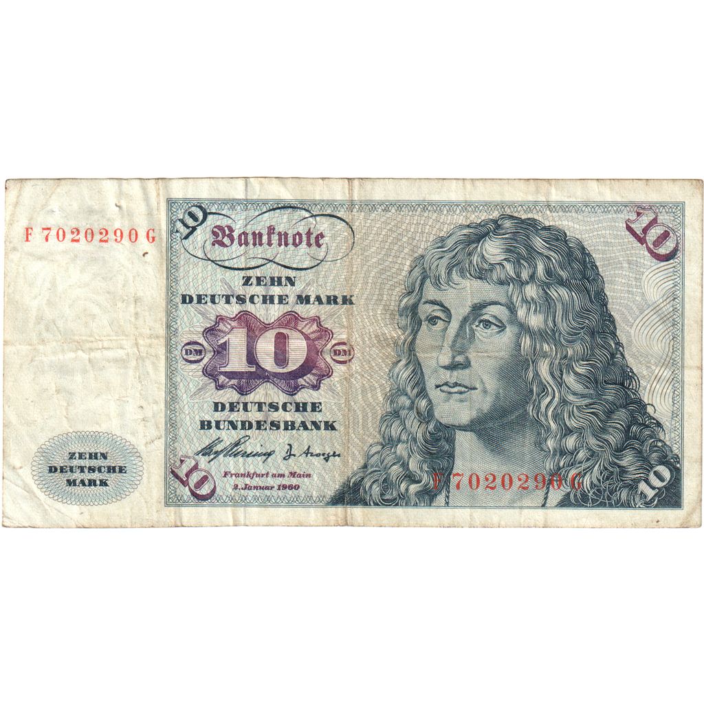 Niemcy - RFN, 10 Deutsche Mark, 1960-01-02, F(12-15)