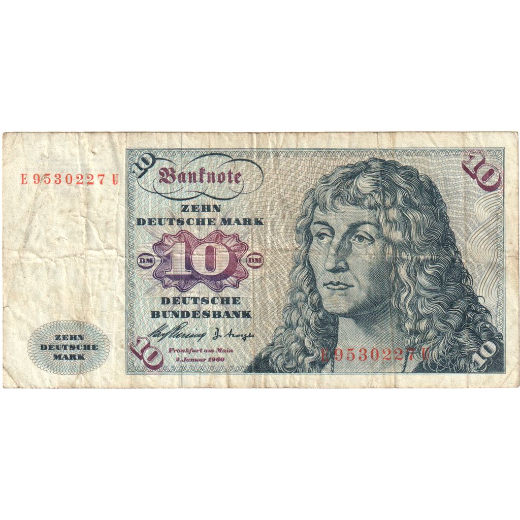 République fédérale allemande, 10 Deutsche Mark, 1960-01-02, B