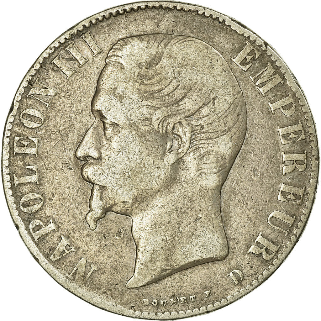 Coin, France, Napoleon III, Napoléon III, 5 Francs, 1855, Lyon, VF(20-25)