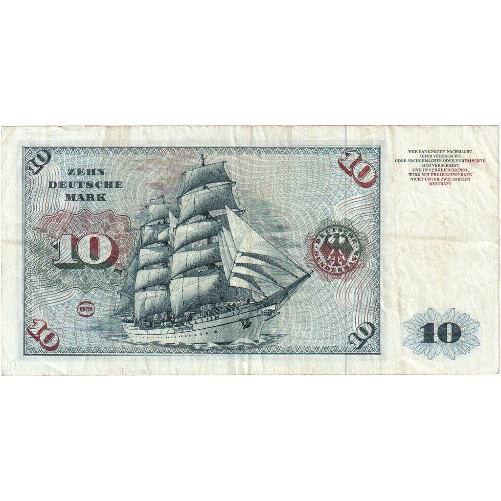 GERMANY - FEDERAL REPUBLIC, 10 Deutsche Mark, 1970-01-02, VF(20-25)