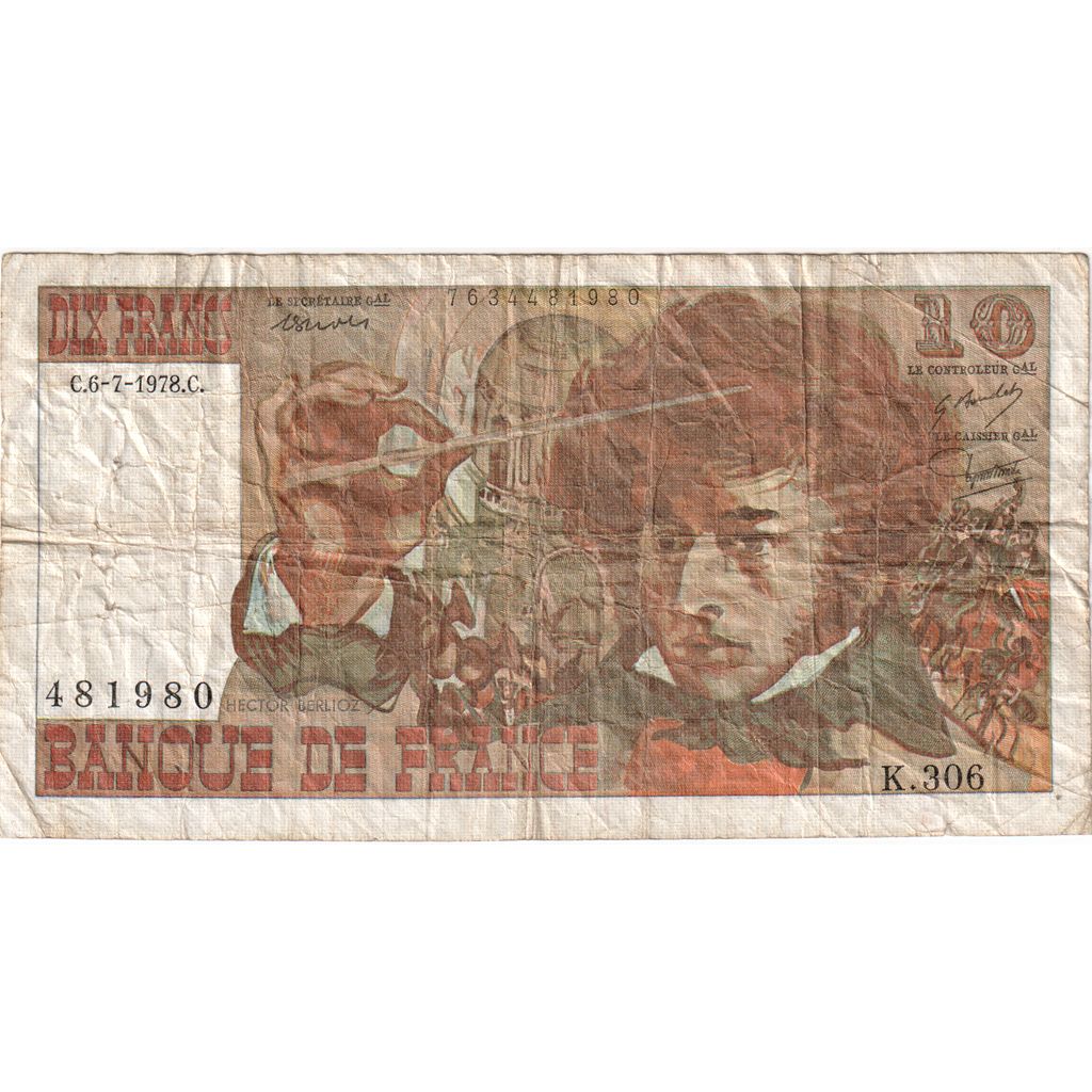 France, 10 Francs, Berlioz, 1978-07-06, K.306, TB