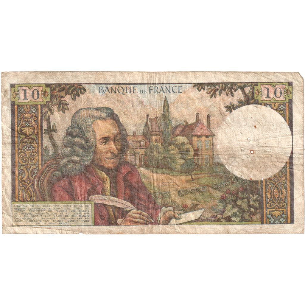 France, 10 Francs, Voltaire, 1963-12-05, X.60, VG(8-10)