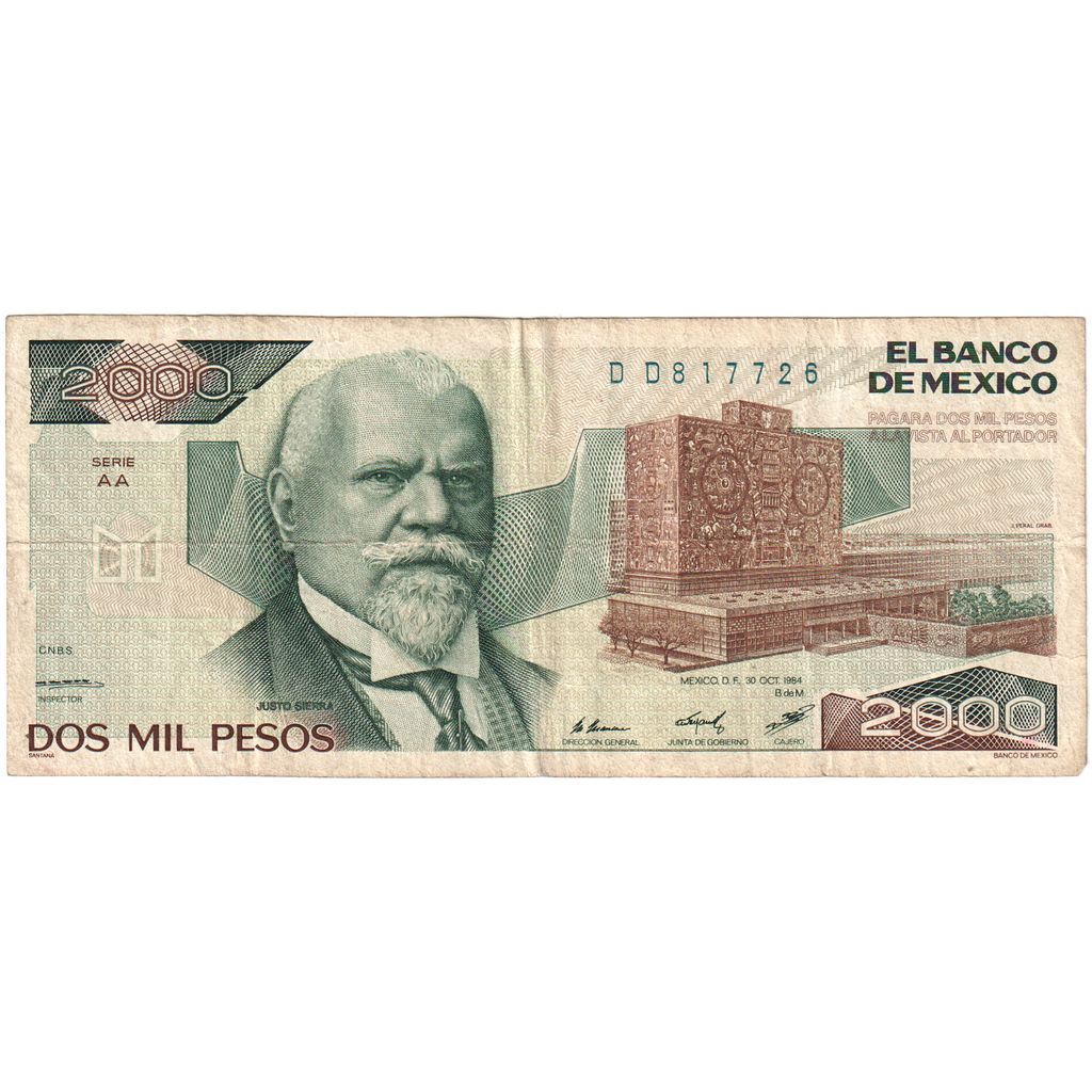 Mexico, 2000 Pesos, 1984-10-30, VF(30-35)