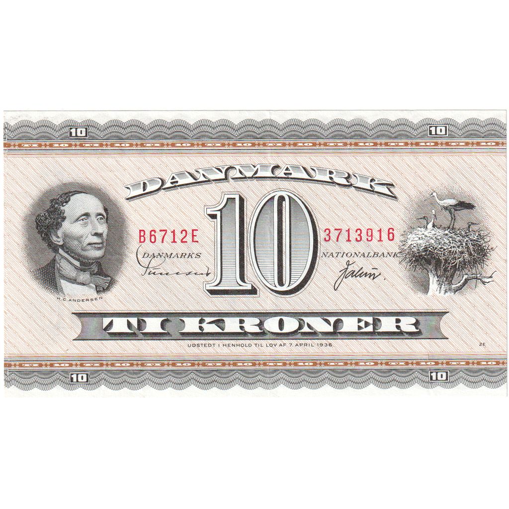 Dinamarca, 10 Kroner, 1936-04-07, EF(40-45)