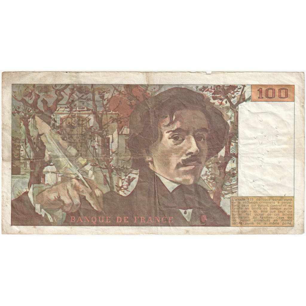 França, 100 Francs, Delacroix, W.38, VF(20-25)