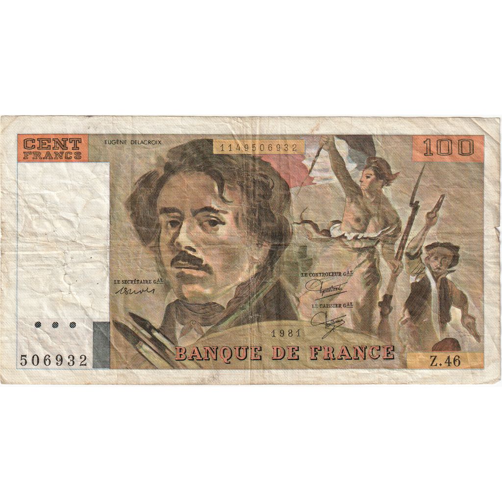 France, 100 Francs, Delacroix, Z.46, F(12-15)