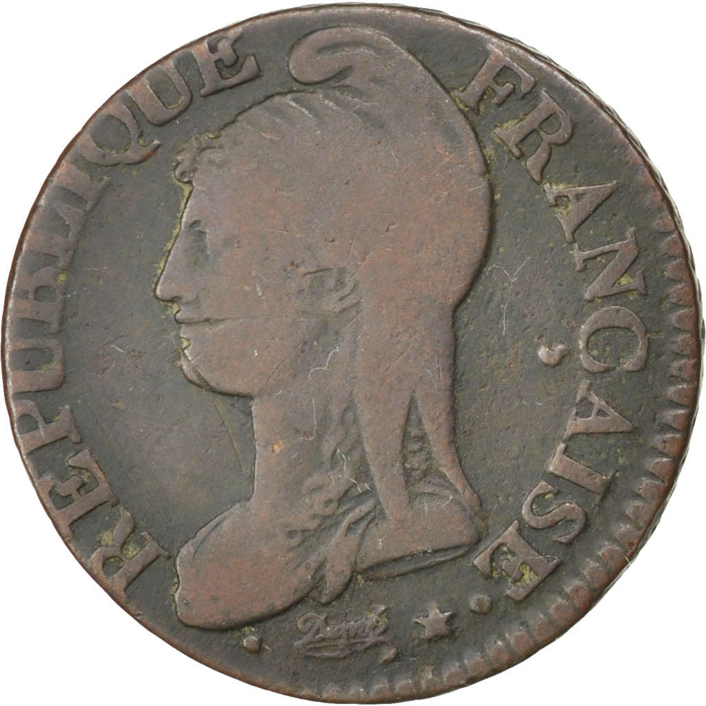 Coin, France, Dupré, 5 Centimes, 1796, Lille, VF(20-25), Bronze, KM:640.11