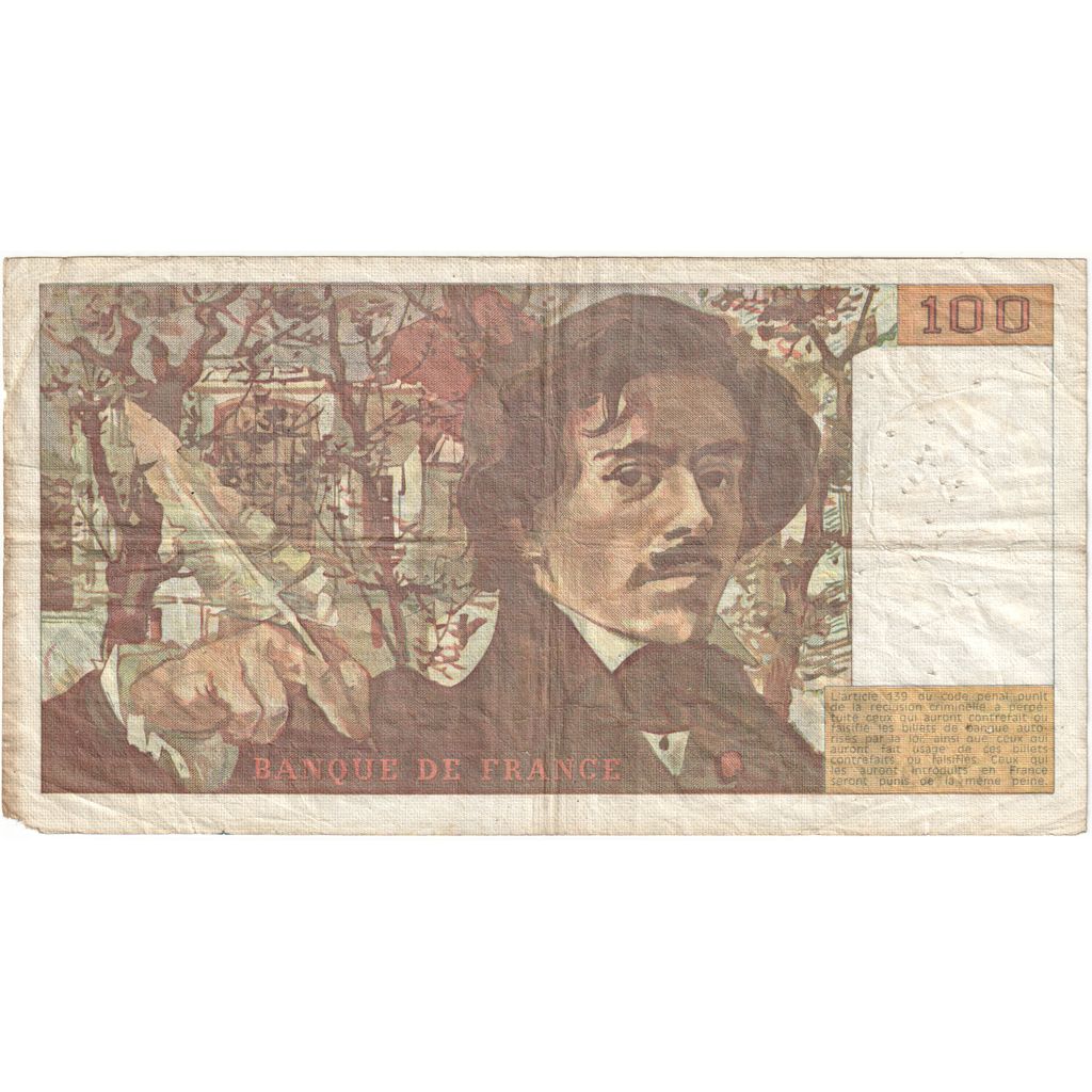 France, 100 Francs, Delacroix, P.78, VG(8-10)