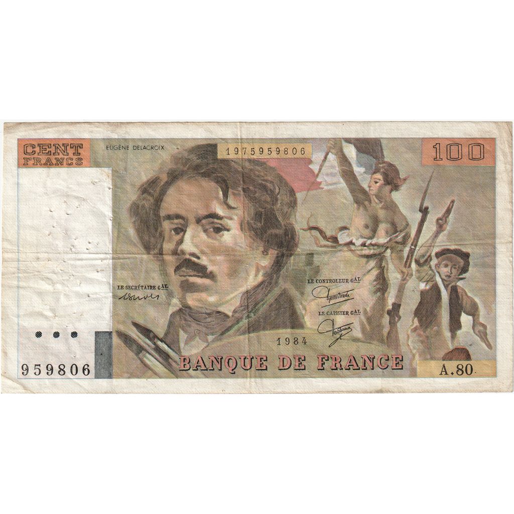 France, 100 Francs, Delacroix, A.80, VF(20-25)