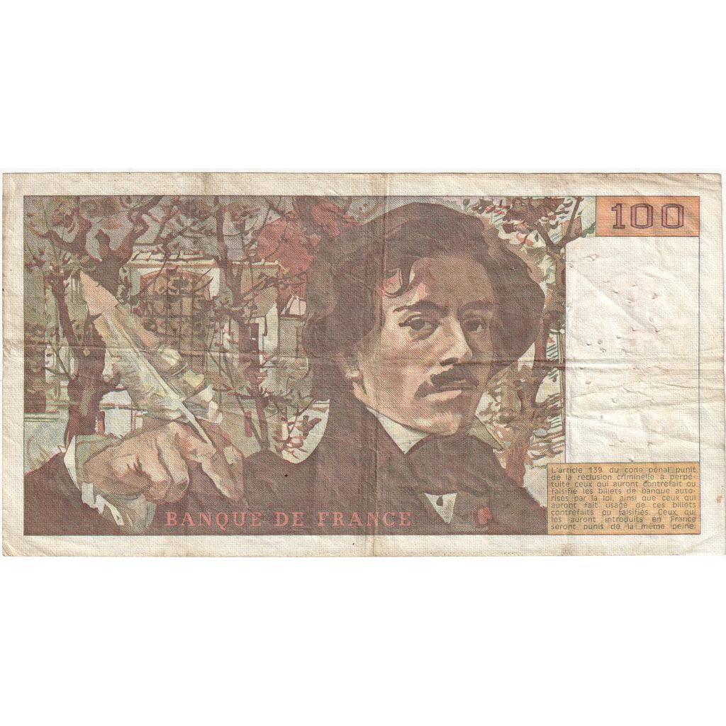 France, 100 Francs, Delacroix, A.80, VF(20-25)