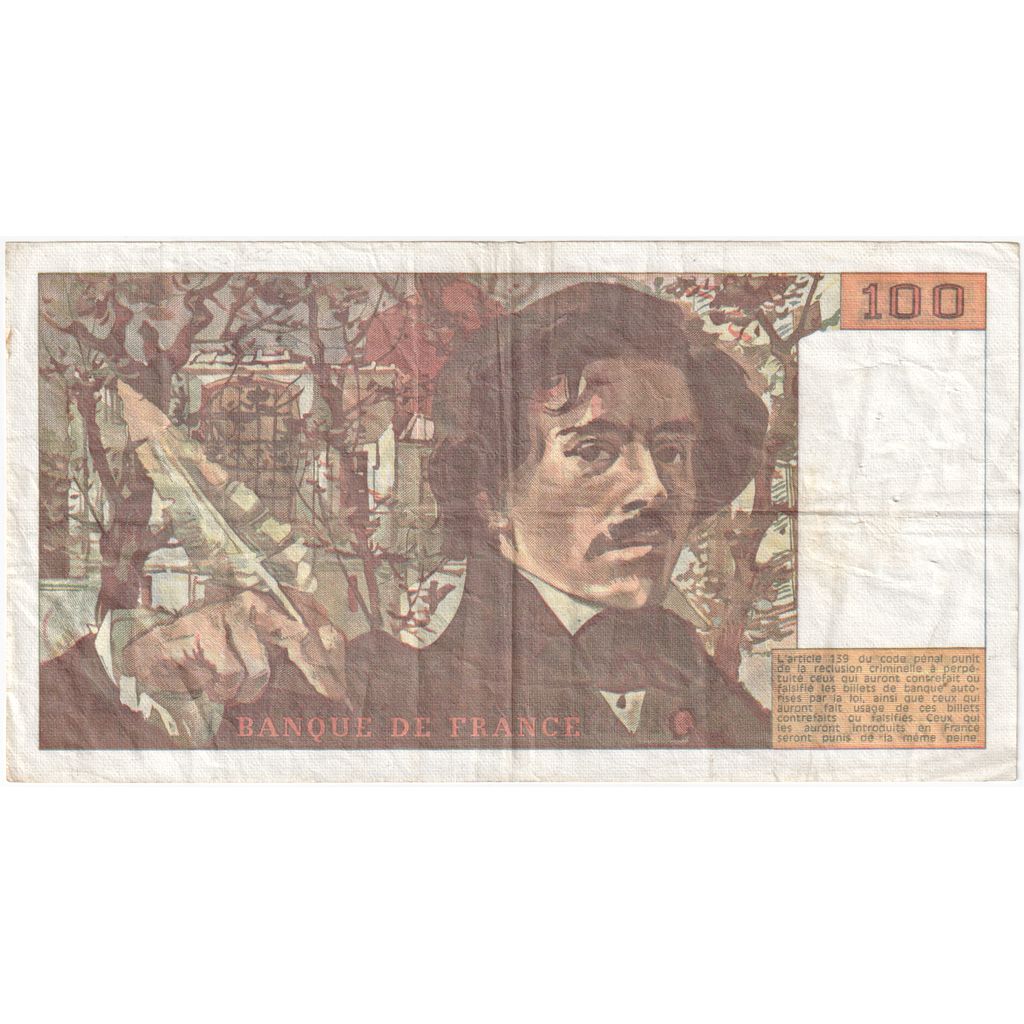 France, 100 Francs, Delacroix, B.116, EF(40-45)