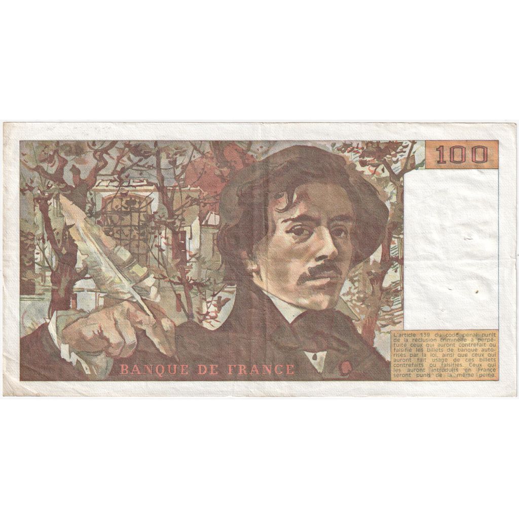 France, 100 Francs, Delacroix, G.125, EF(40-45)