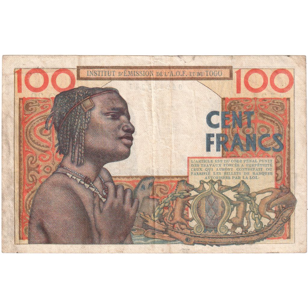 French West Africa, 100 Francs, 1956-10-23, VF(30-35)