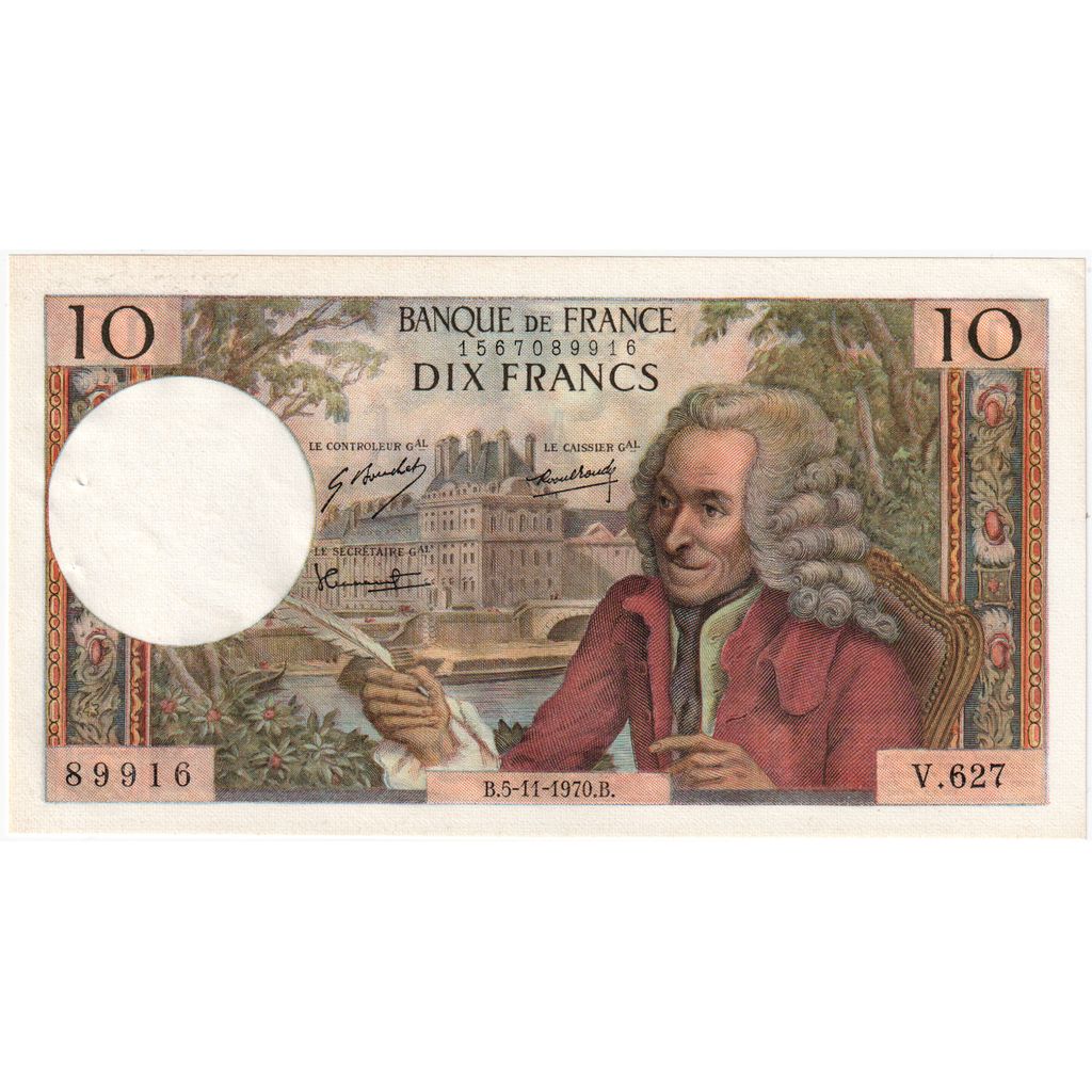 Francia, 10 Francs, Voltaire, 1970-11-05, V.627, SPL