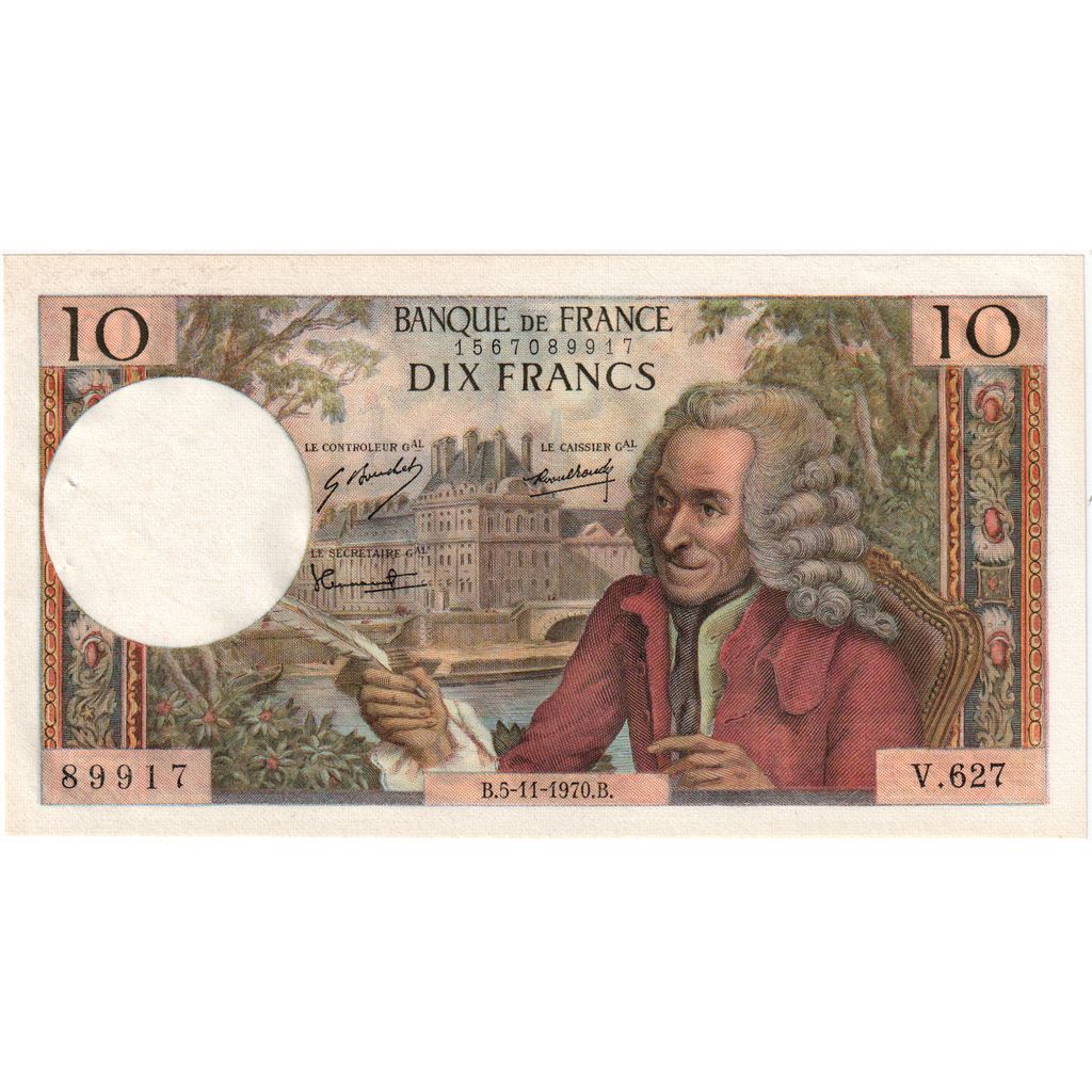 Francia, 10 Francs, Voltaire, 1970-11-05, V.627, SPL
