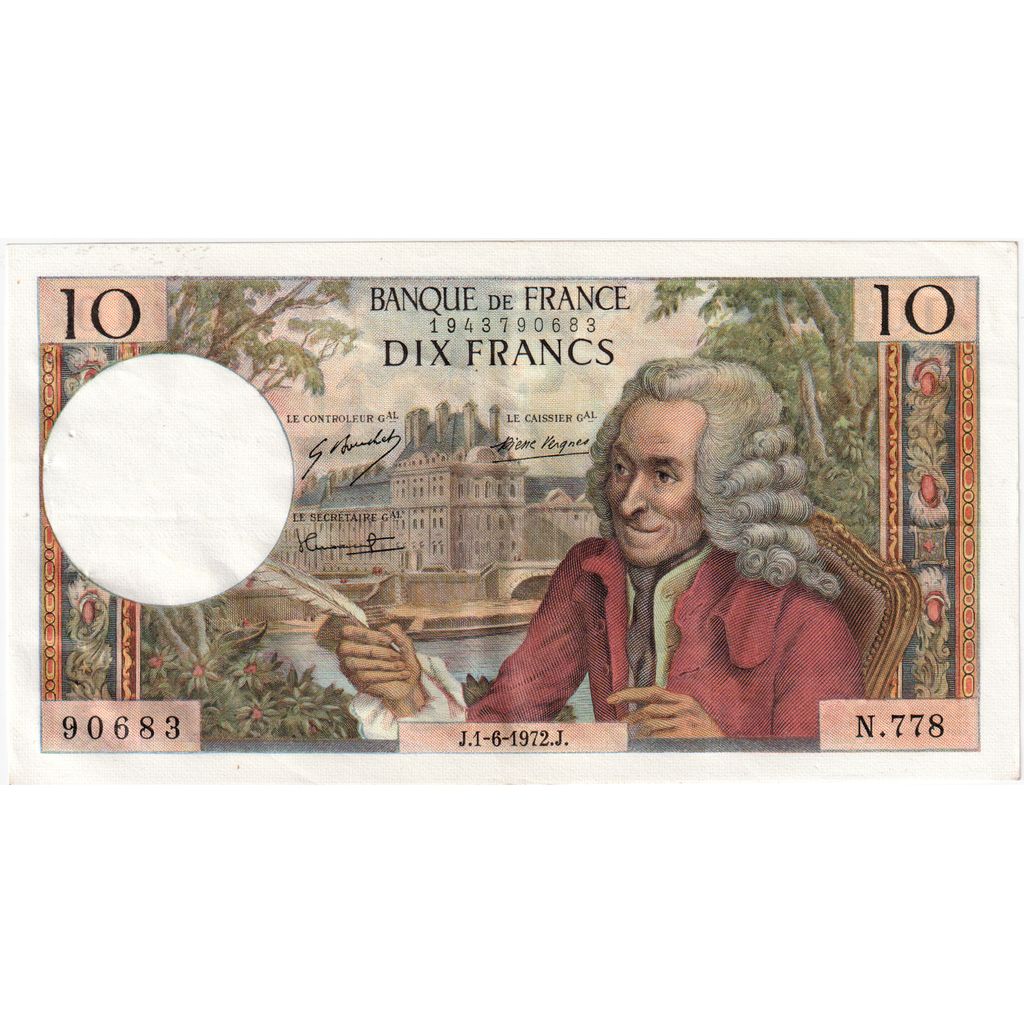 Frankrijk, 10 Francs, Voltaire, 1972-06-01, N.778, SUP+