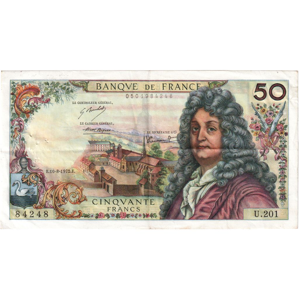 France, 50 Francs, Racine, 1972-08-10, U.201, TTB