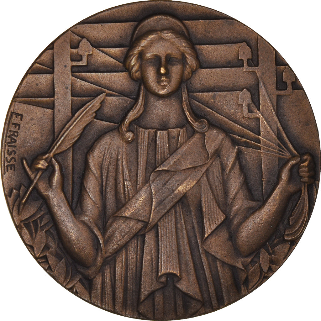 Francia, medalla, Art Déco, Journal Le Matin, Fraisse, EBC, Bronce
