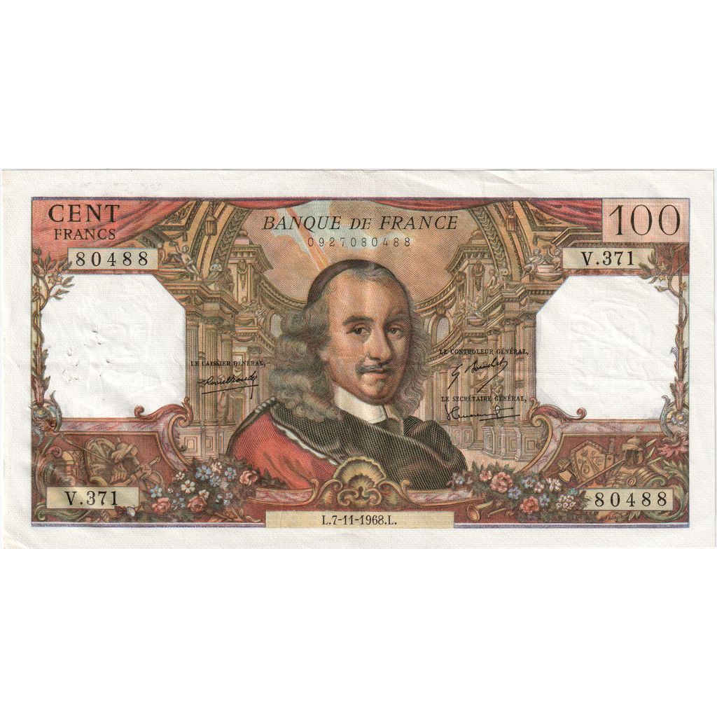 França, 100 Francs, Corneille, 1968-11-07, V.371, AU(50-53)