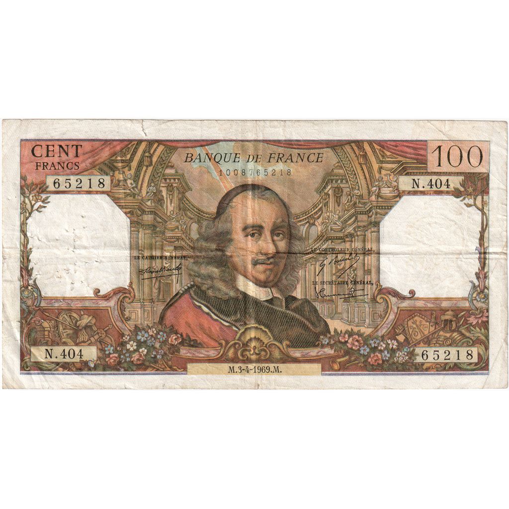França, 100 Francs, Corneille, 1969-04-03, N.404, VF(20-25)