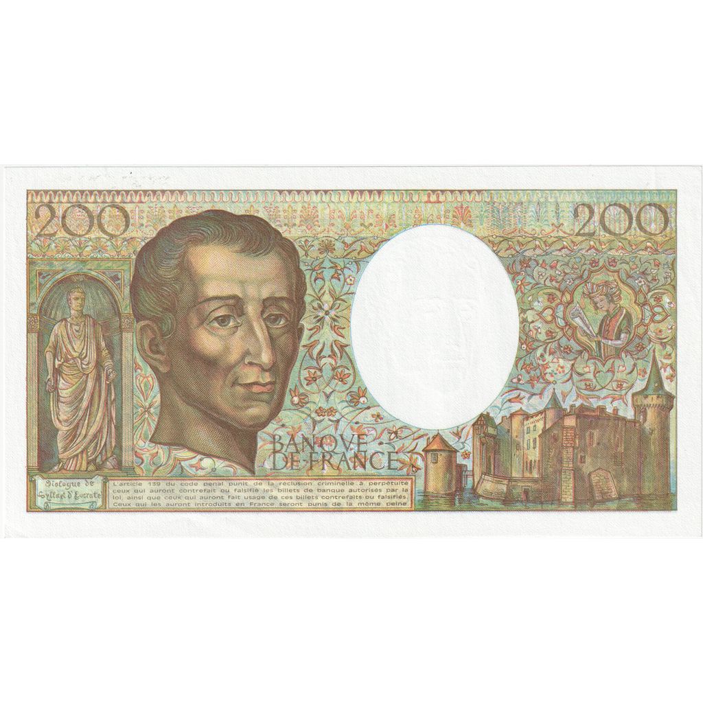 Francja, 200 Francs, Montesquieu, 1990, K.077, AU(55-58)