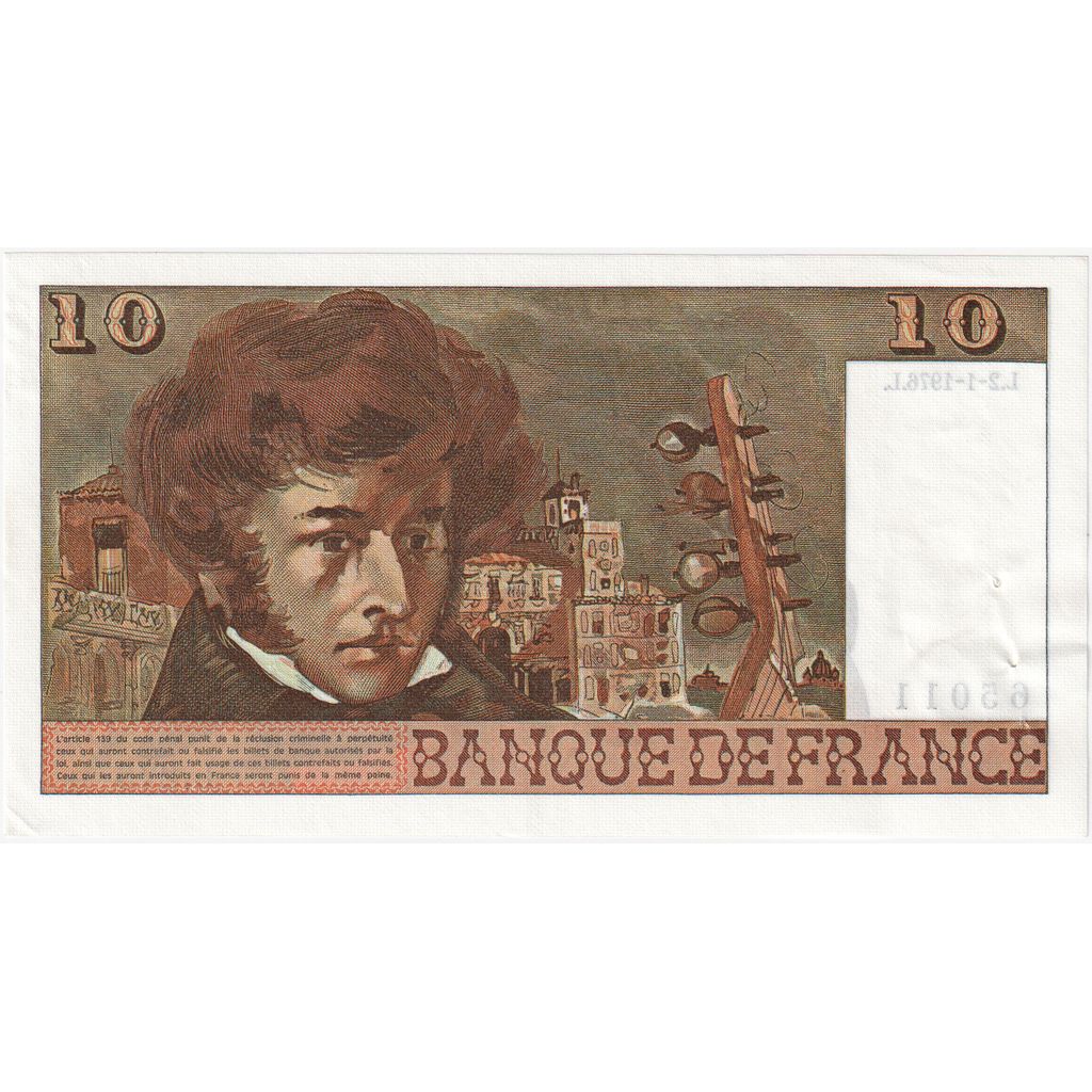 France, 10 Francs, Berlioz, 1976-01-02, L.275, AU(55-58)