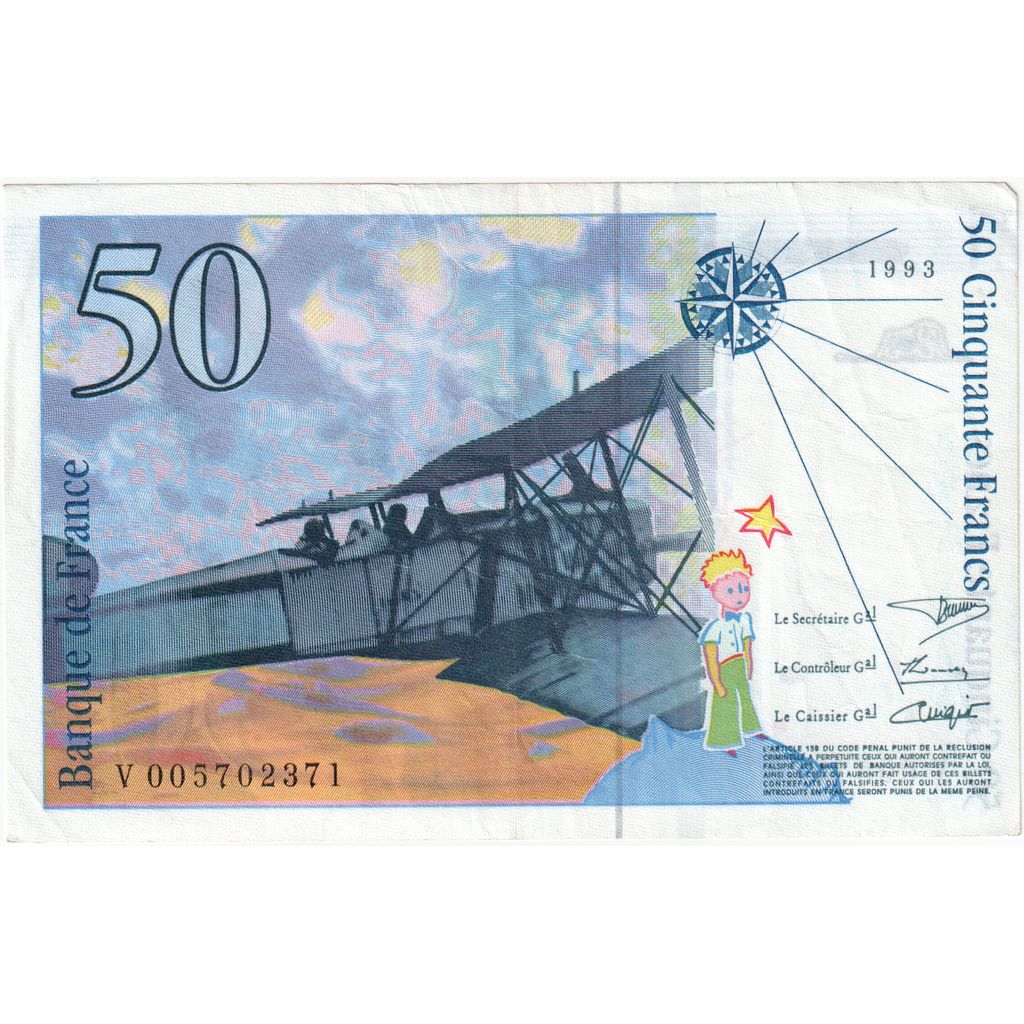 France, 50 Francs, St Exupéry, V.005, UNC(60-62)