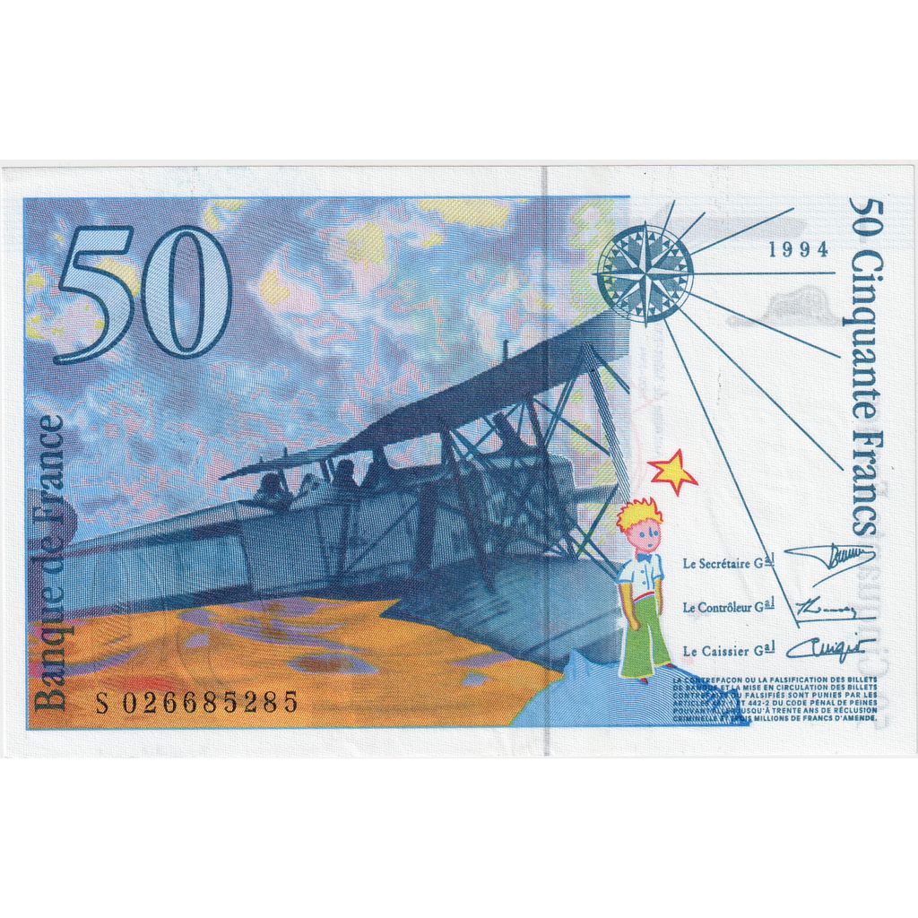 France, 50 Francs, St Exupéry, S.026, UNC(64)