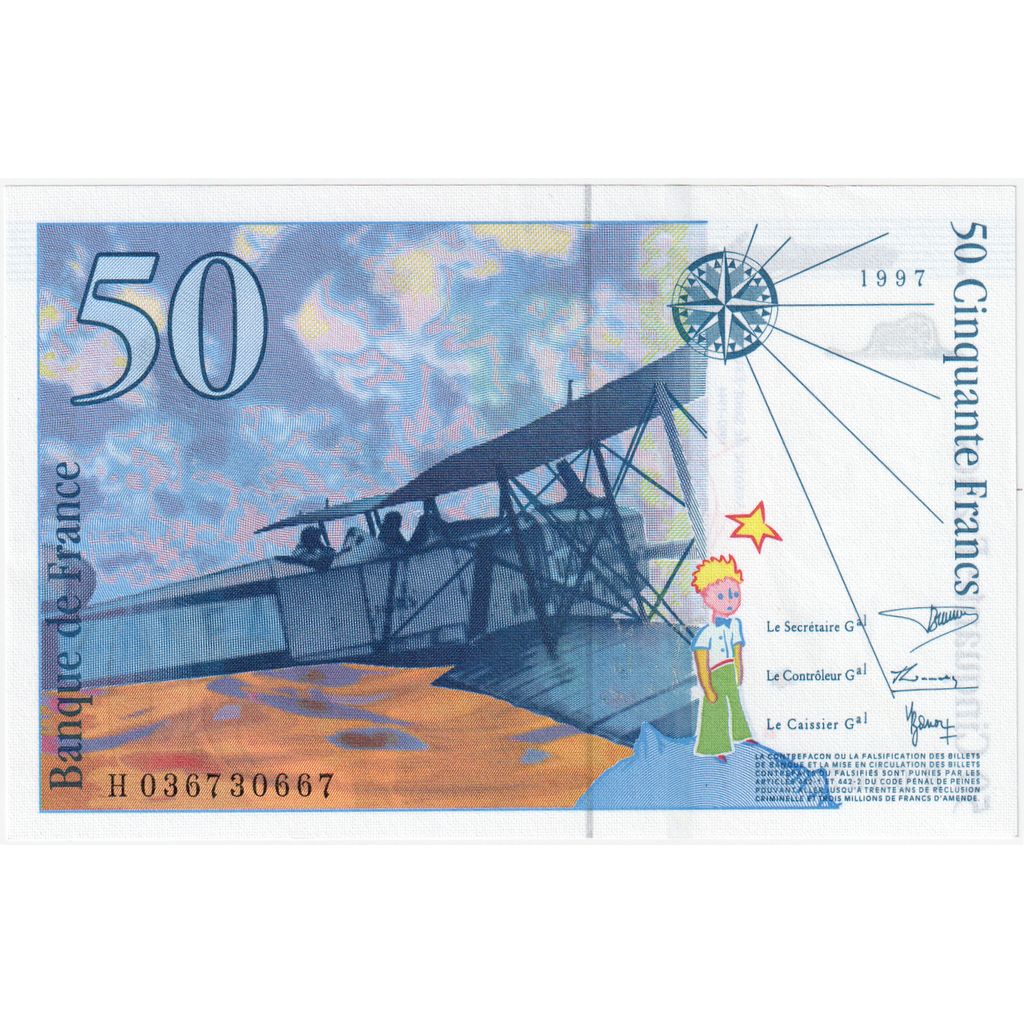 France, 50 Francs, St Exupéry, H.036, UNC(65-70)