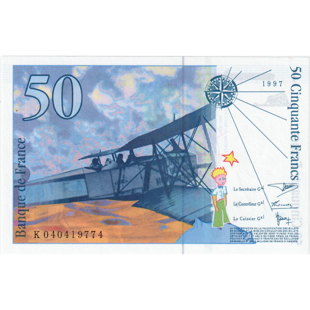 France, 50 Francs, St Exupéry, K.040, UNC(65-70)