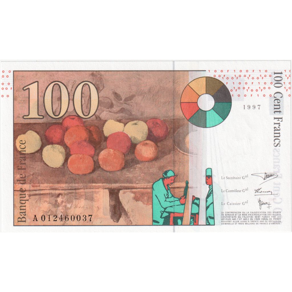 France, 100 Francs, Cézanne, A.012, UNC(65-70)