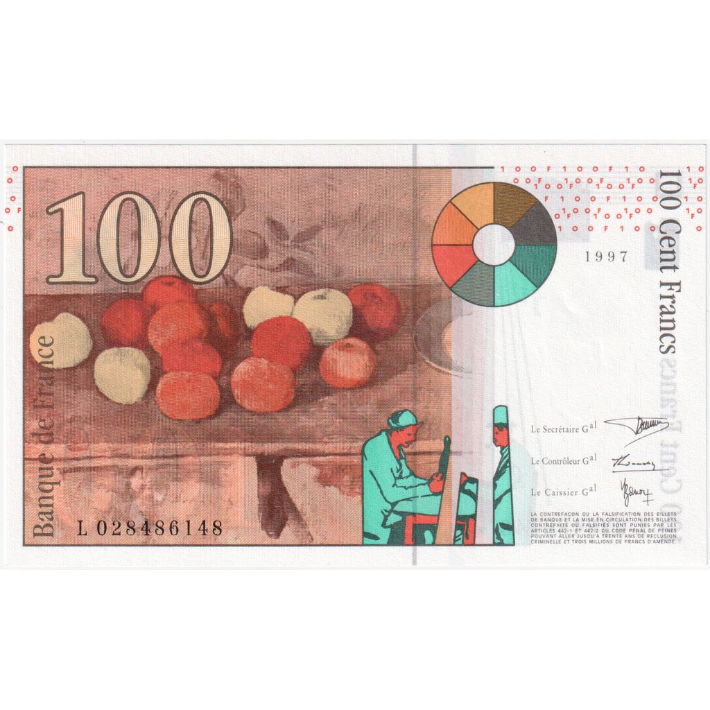 France, 100 Francs, Cézanne, l.028, UNC(63)