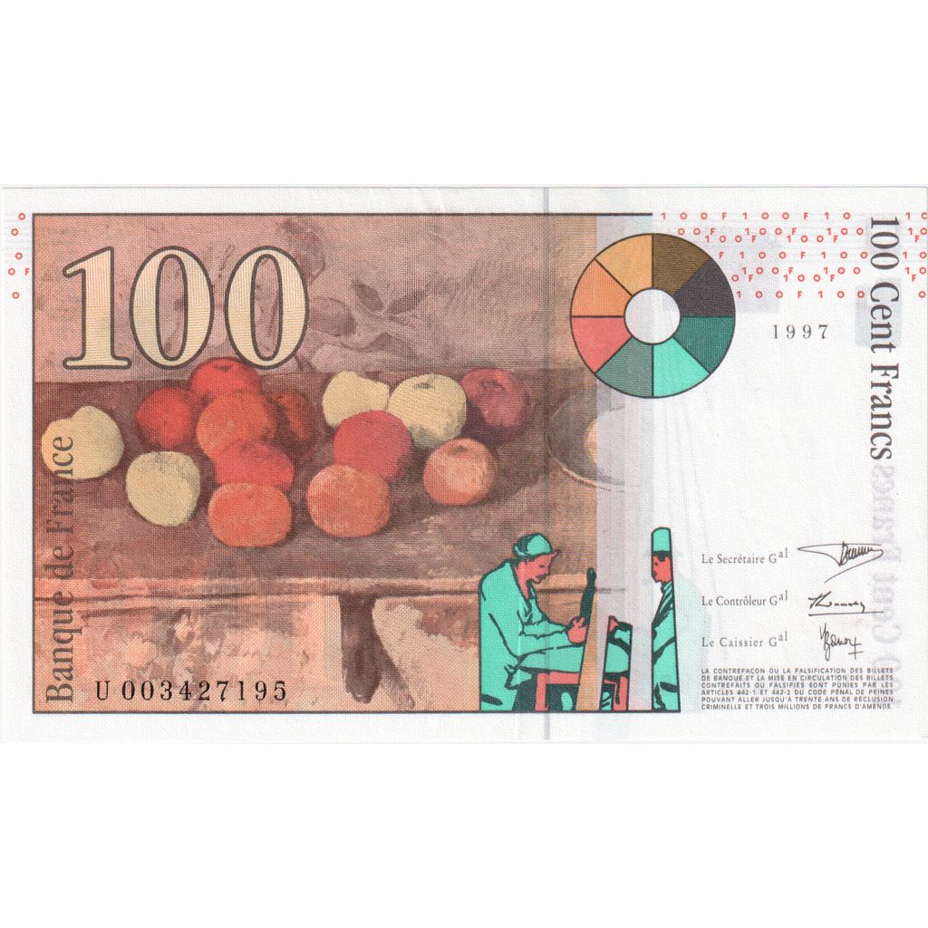 France, 100 Francs, Cézanne, U.003, UNC(65-70)