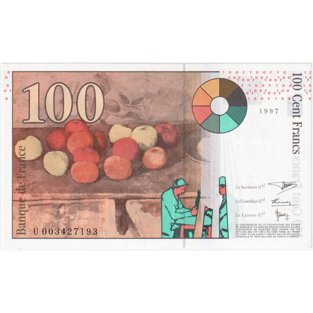Francia, 100 Francs, Cézanne, U.003, UNC