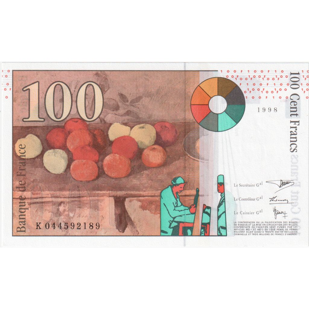 France, 100 Francs, Cézanne, K.044, UNC(65-70)