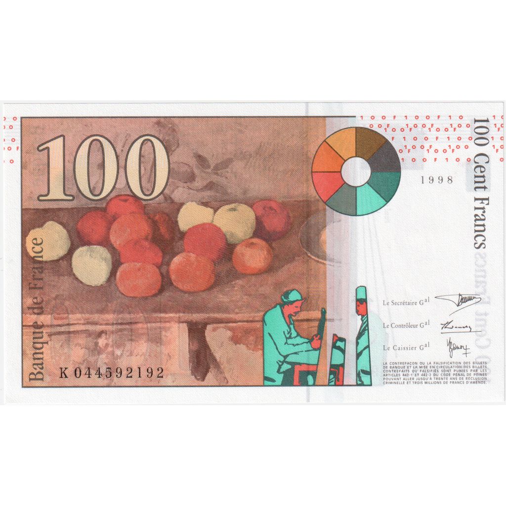 Francja, 100 Francs, Cézanne, K.044, UNC(65-70)