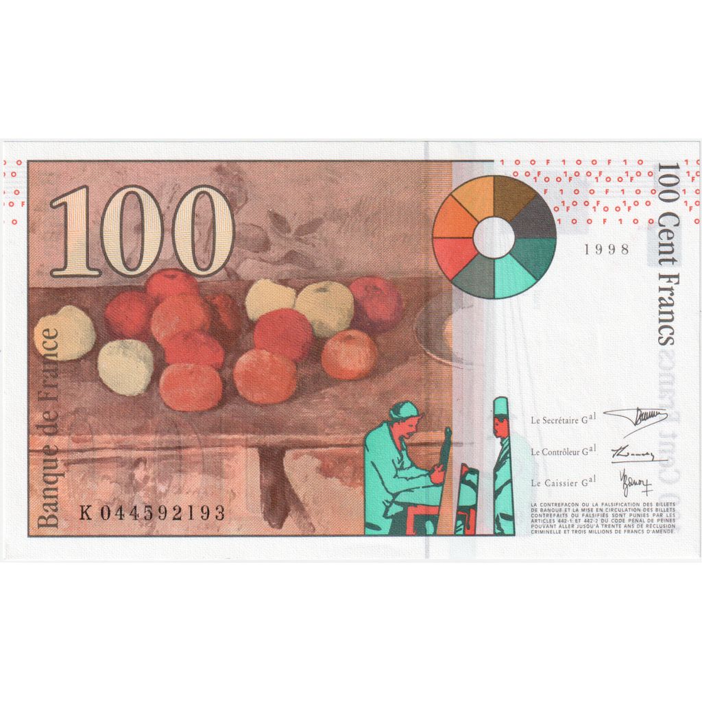 França, 100 Francs, Cézanne, K.044, UNC(65-70)