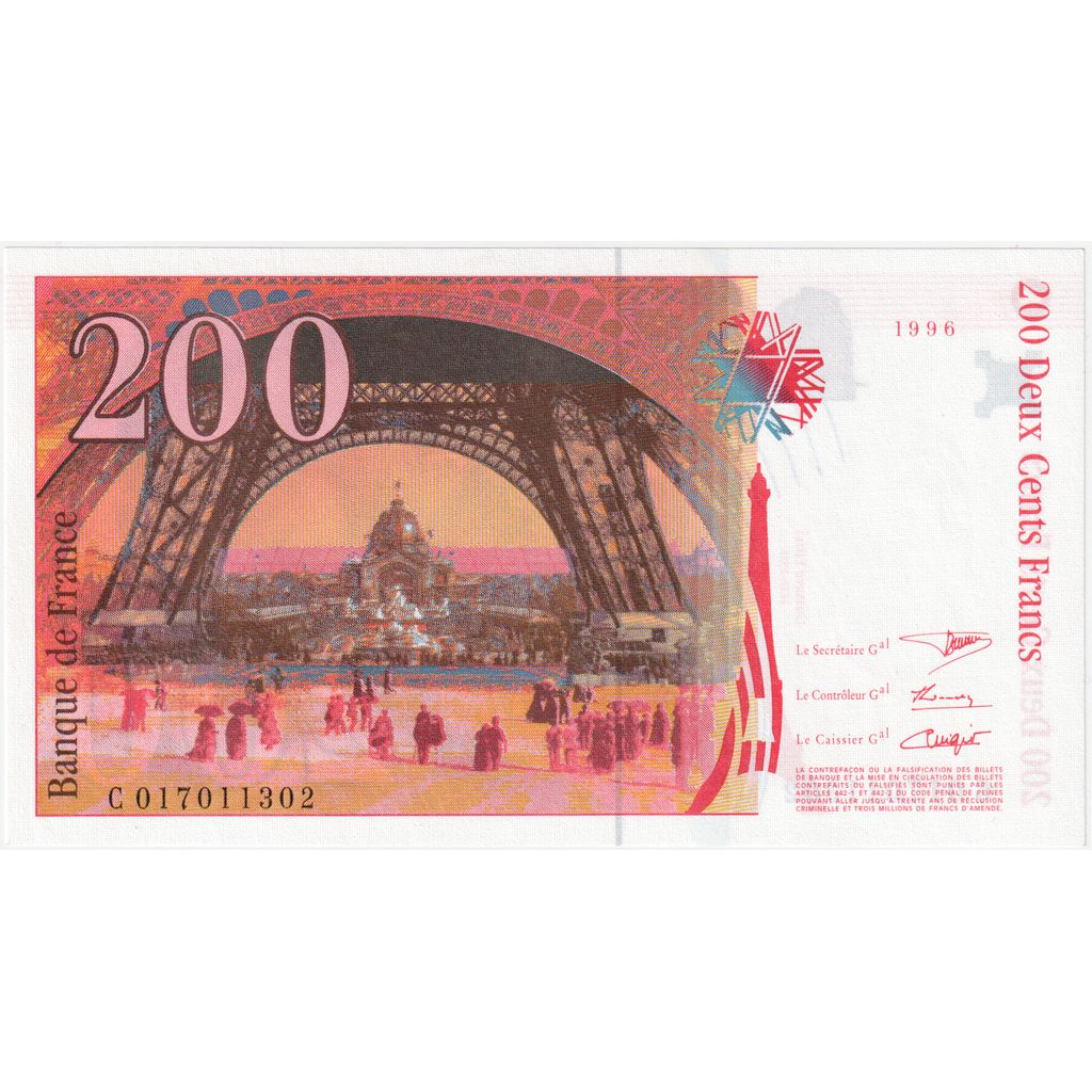 Frankreich, 200 Francs, Eiffel, C.017, UNZ