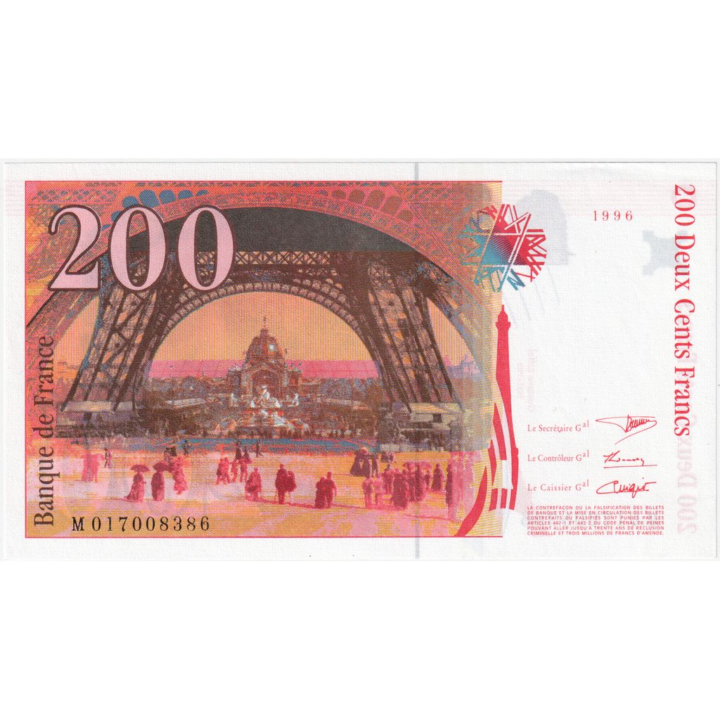 Frankreich, 200 Francs, Eiffel, M.017, UNZ