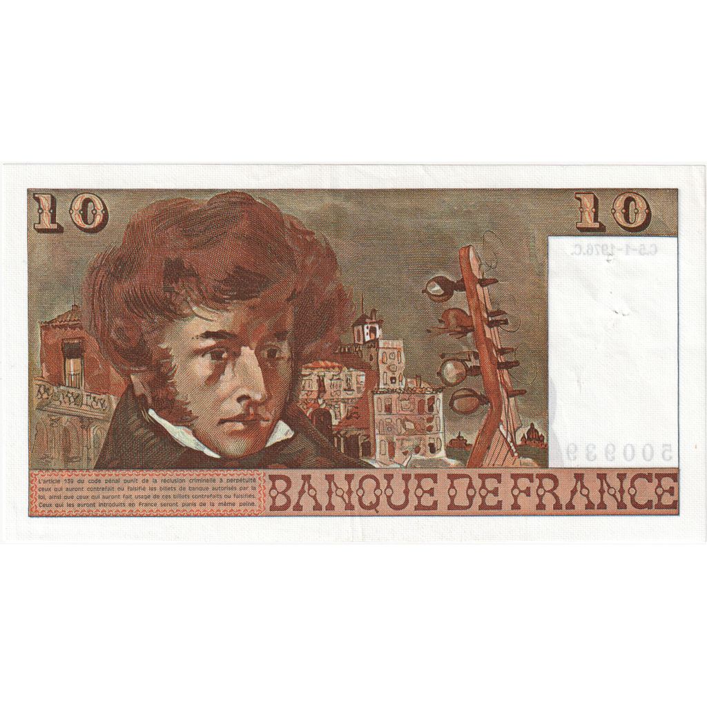 Francia, 10 Francs, Berlioz, 1976-01-05, P.285, EBC