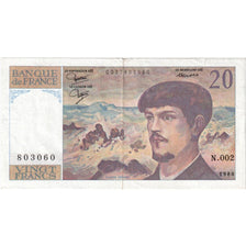 France, 20 Francs, Debussy, N.002, EF(40-45)
