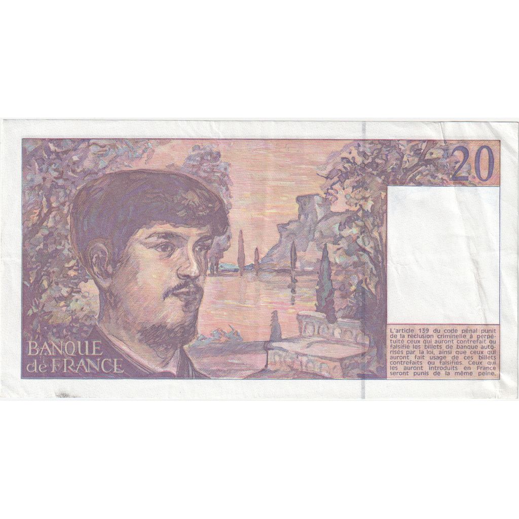 Frankrijk, 20 Francs, Debussy, P.039, TTB