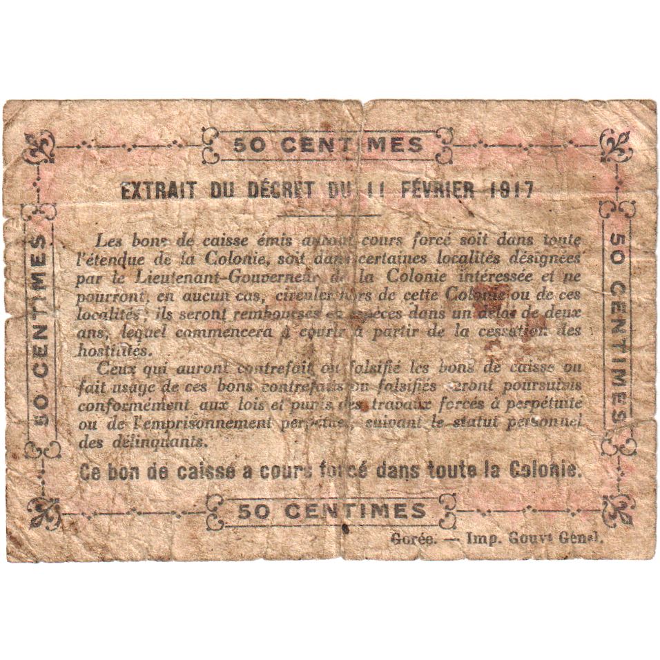 Ivoorkust, 0.50 Franc, 1917-11-02, B, Gem UNC 65