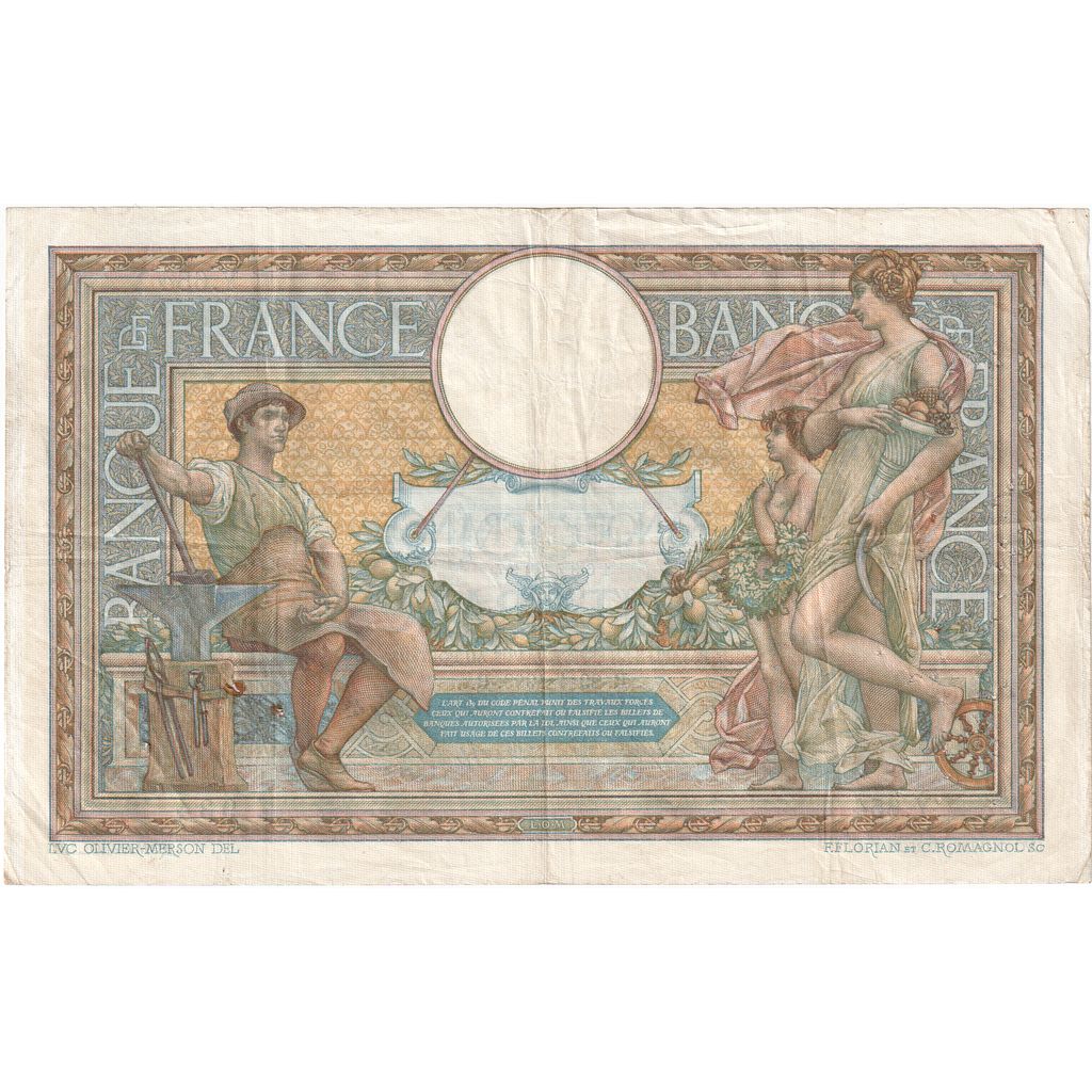 Francia, 100 Francs, Luc Olivier Merson, 1909-01-29, Y.654, MB+