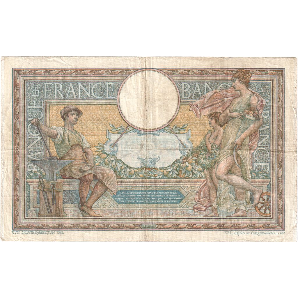 Francja, 100 Francs, Luc Olivier Merson, 1908-07-03, L.310, VF(30-35)