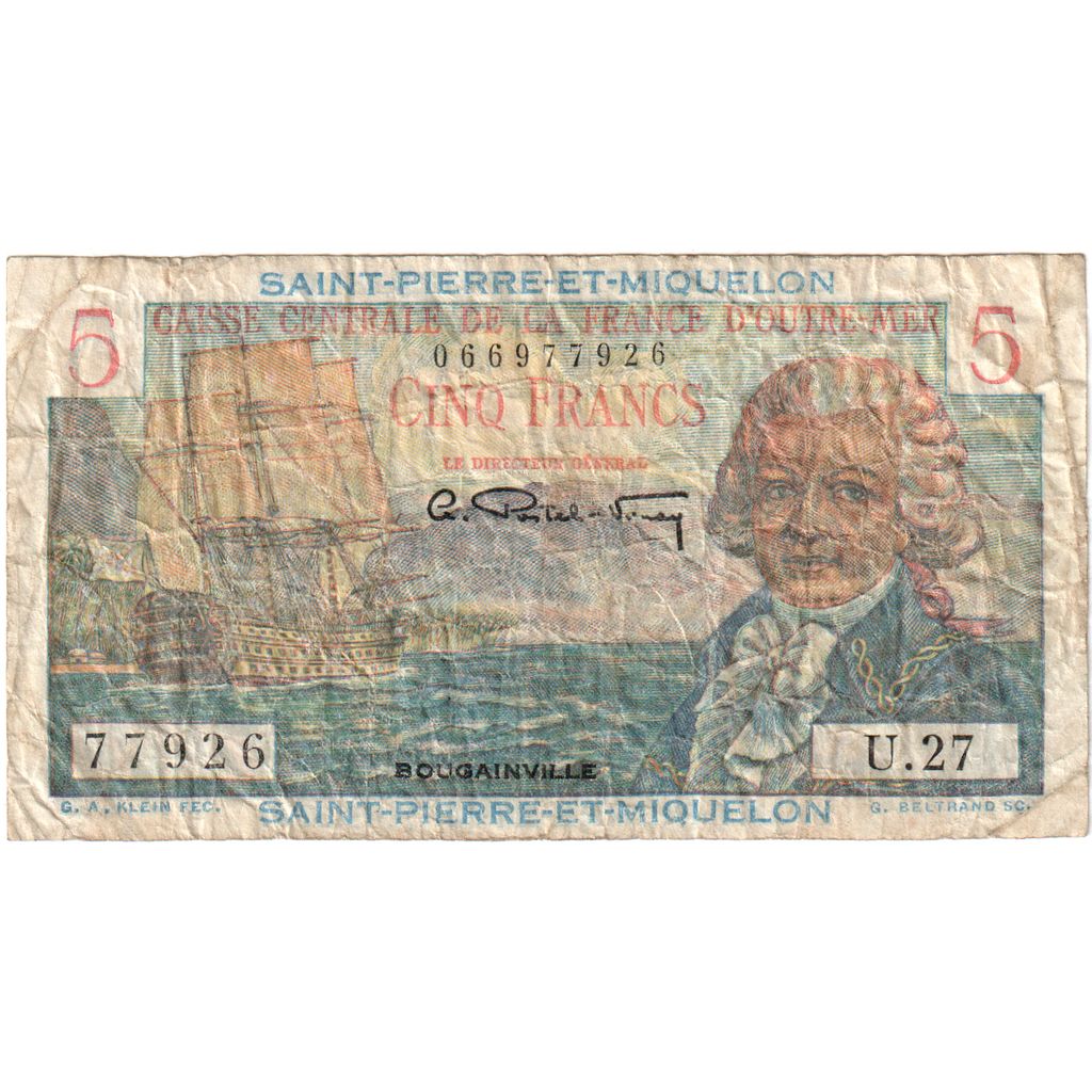 Saint Pierre and Miquelon, 5 Francs, Bougainville, Undated (1950-1960), U.27