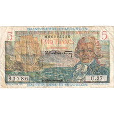 Saint Pierre e Miquelon, 5 Francs, Bougainville, Undated (1950-1960), U.27, MB