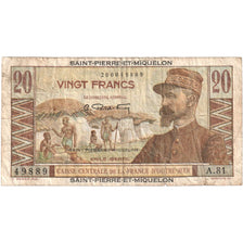 Saint Pierre and Miquelon, 20 Francs, A.81, VG(8-10)
