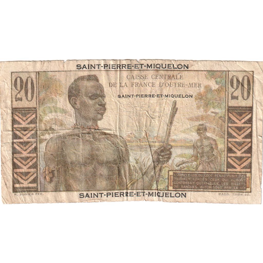 Saint Pierre and Miquelon, 20 Francs, A.81, F(12-15)